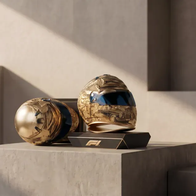 Spherical awards with gold sculpted surfaces